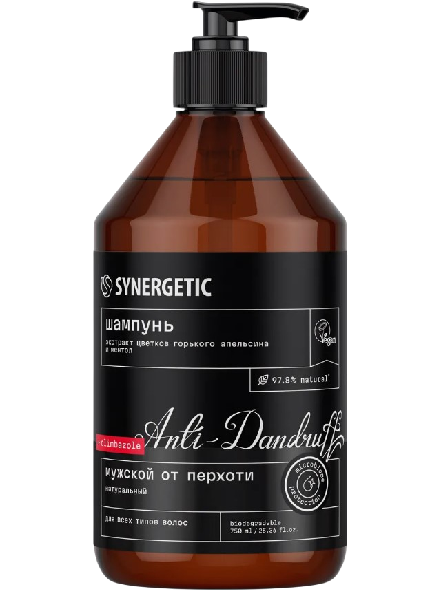 Synergetic натуральный шампунь от перхоти мужской 750 мл