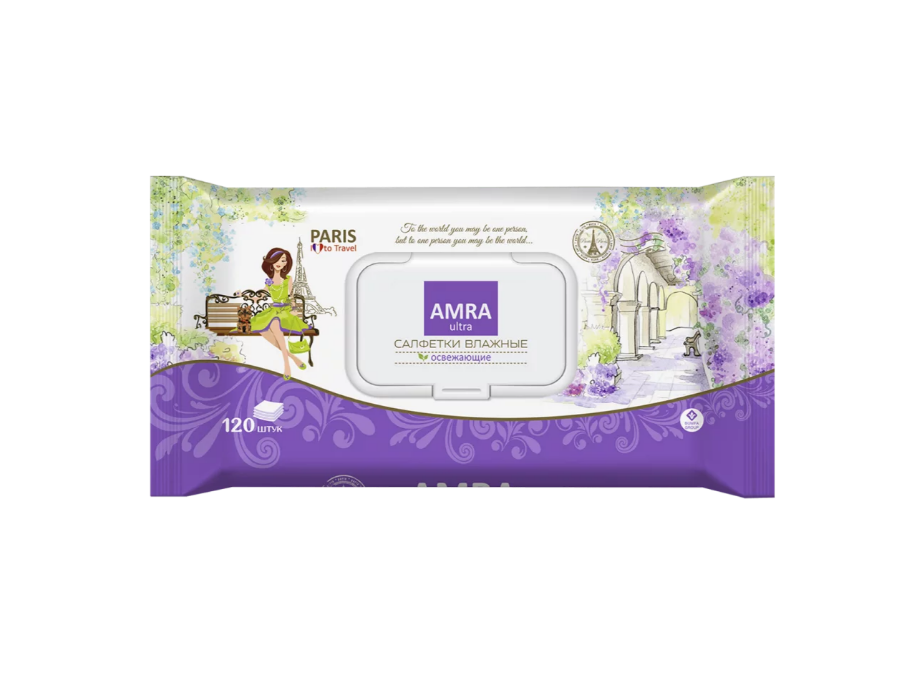 Amra салфетки влажные освежающие paris 120 шт