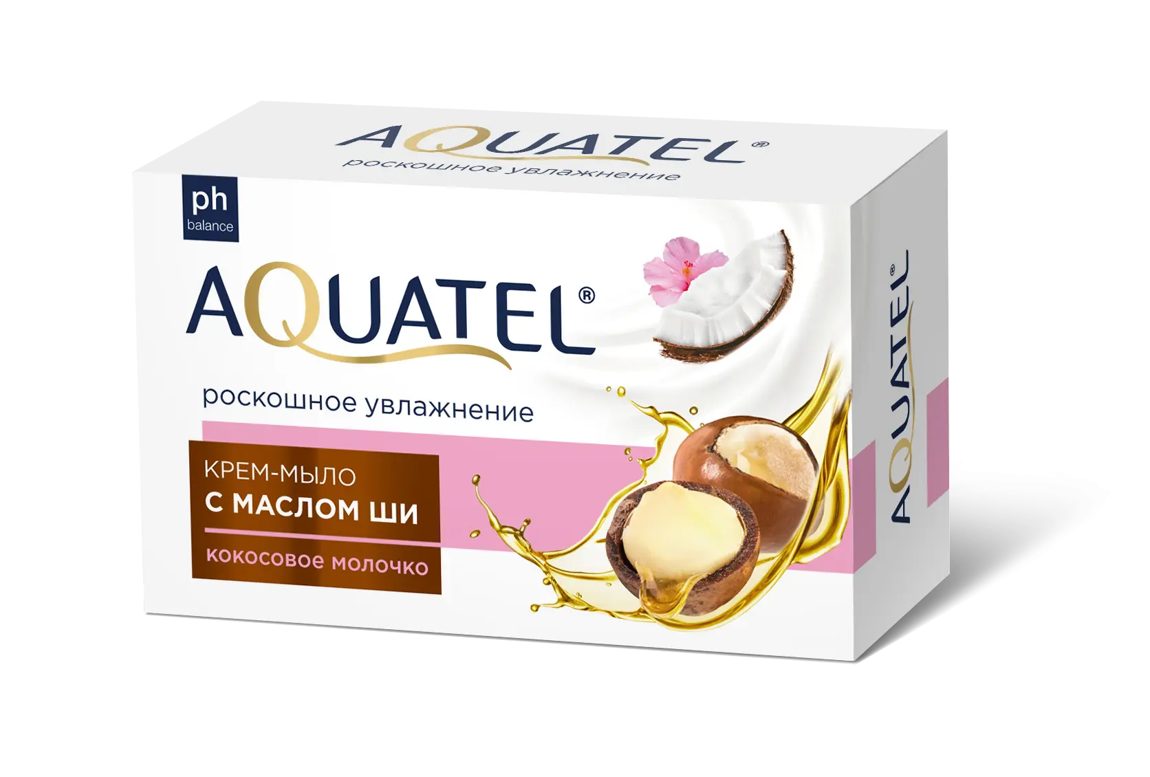 AQUATEL крем мыло твердое кокосовое молочко масло ши 90 г