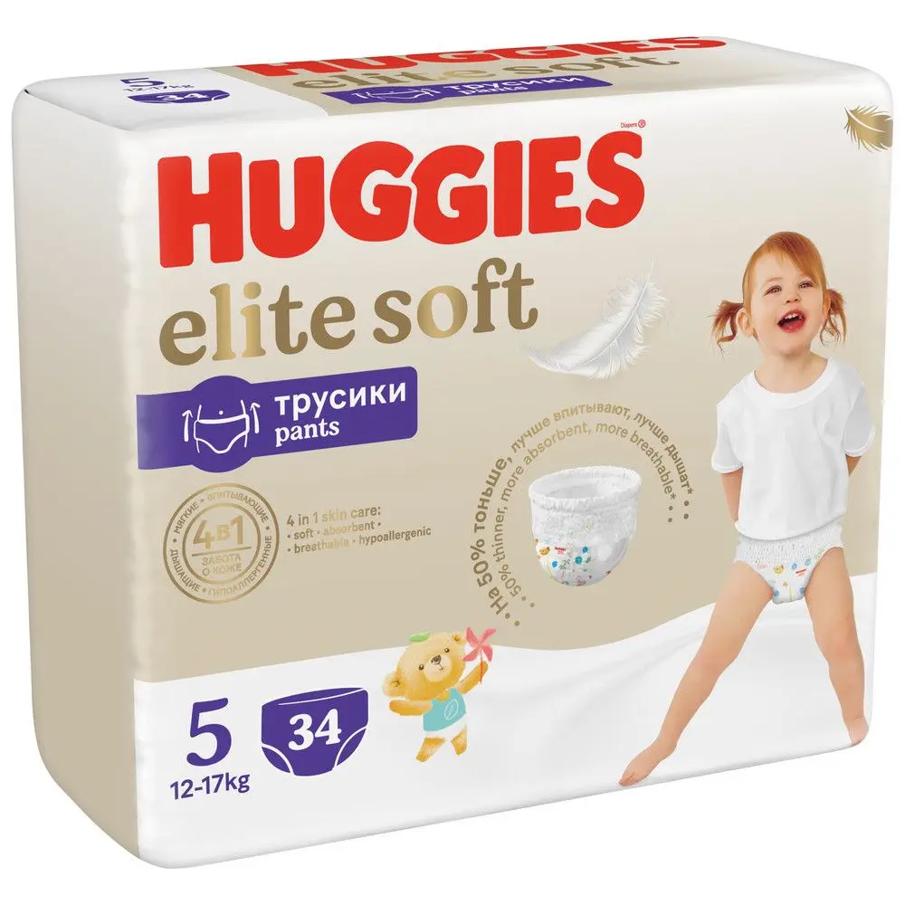 Huggies Soft подгузники трусики 12-17 кг 5 размер 34 шт