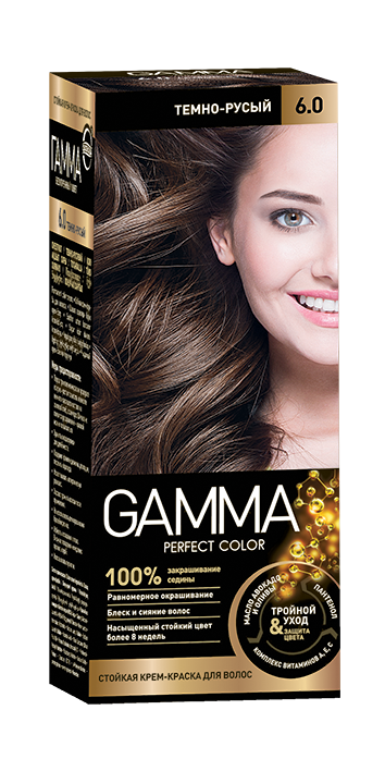 Gamma Perfect Hair стойкая крем краска тон 6.0 темно русый