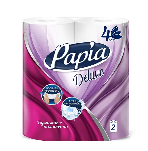 Papia бумажные полотенца белые четырёхслойные 2шт