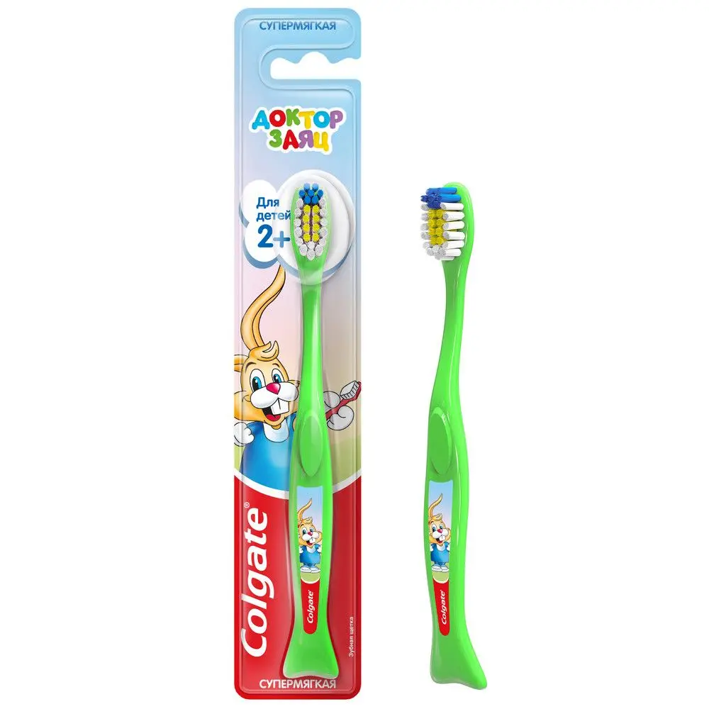 Colgate зубная щетка доктор заяц 2+ для детей от 2 до 5 лет ультрамягкая