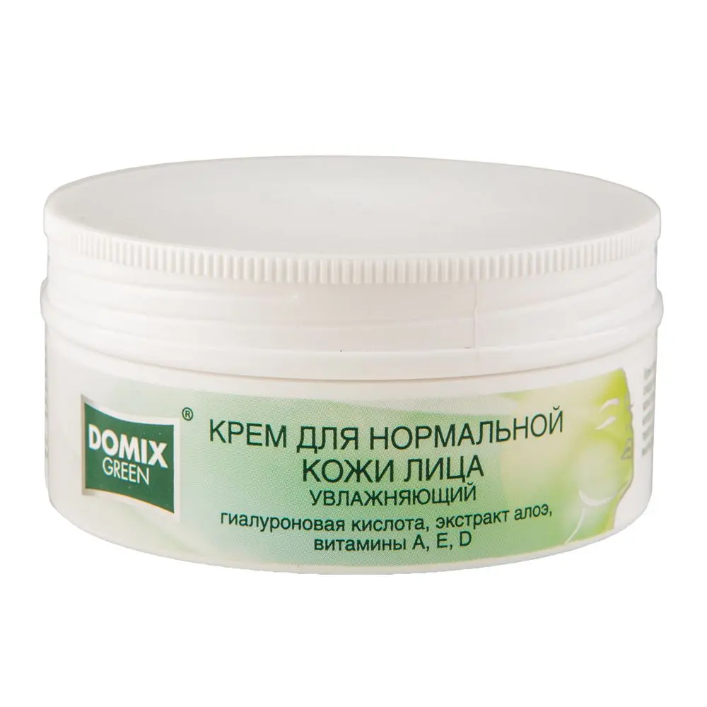 Domix крем для нормальной кожи лица увлажняющий с гиалуроновой кислотой экстрактом алоэ витаминами, E, D 75 мл