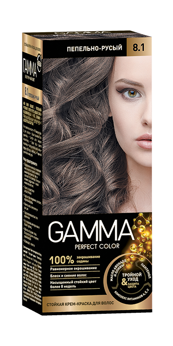 Gamma Perfect Hair стойкая крем краска тон 8.1 пепельно русый