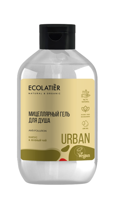 Ecolatier Мицеллярный гель для душа кактус & зеленый чай, 600 мл