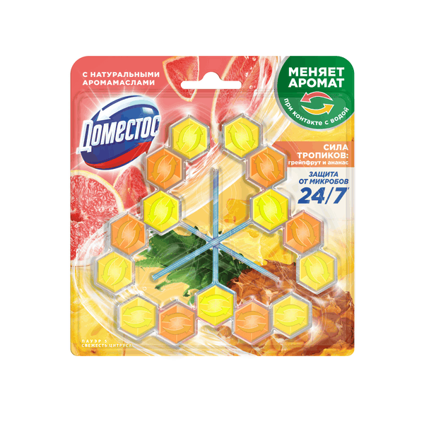 Доместос туалетные блоки для очищения унитаза сила тропиков 3 шт х 50 гр