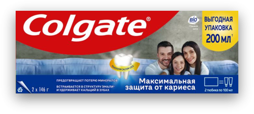 Colgate зубная паста максимальная защита от кариеса свежая мята 100 мл + 100 мл