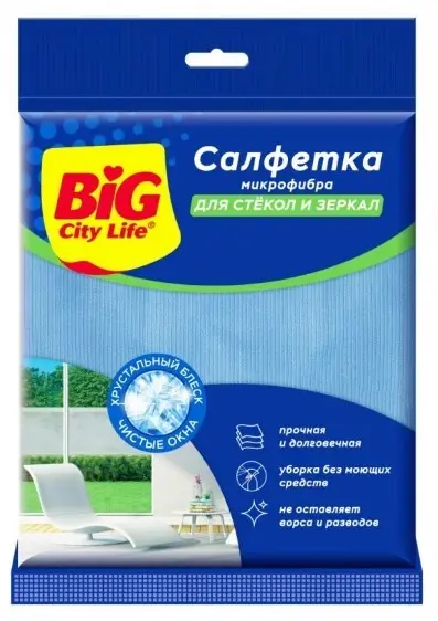 BIG City салфетка из микрофибры для стекол и зеркал 1 шт