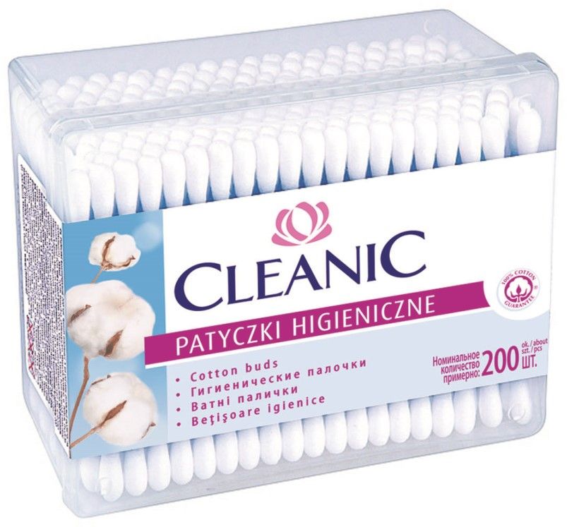 Cleanic ватные палочки гигиенические в прямоугольной коробке 200 шт