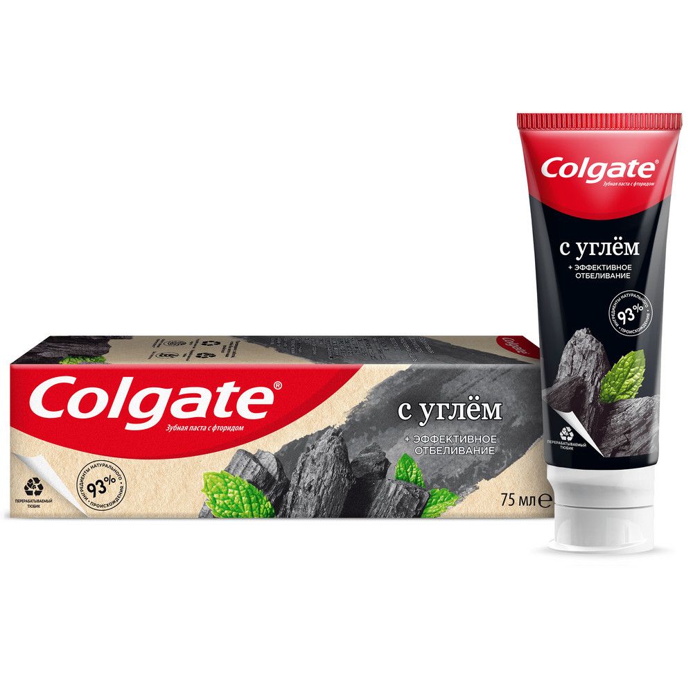 Colgate зубная паста naturals с натуральным углем и мятой отбеливающая с фторидом 75 мл