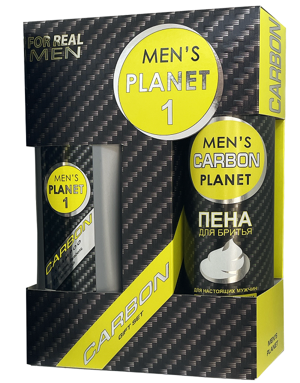 Men's Planet  Carbon 1 подарочный набор шампунь 250 + пена для бритья 200 муж