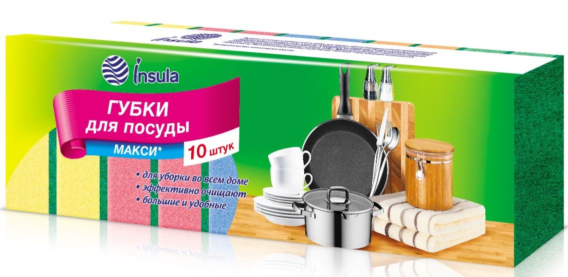 INSULA оптимум губки для посуды макси 10 шт