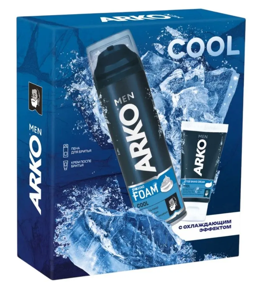 Arko подарочный набор пена cool 200 мл и крем после бритья cool 50 мл