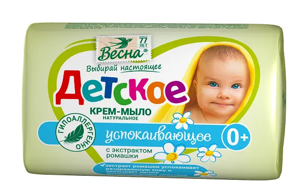 ВЕСНА детское крем мыло успокаивающее с экстрактом ромашки 90г