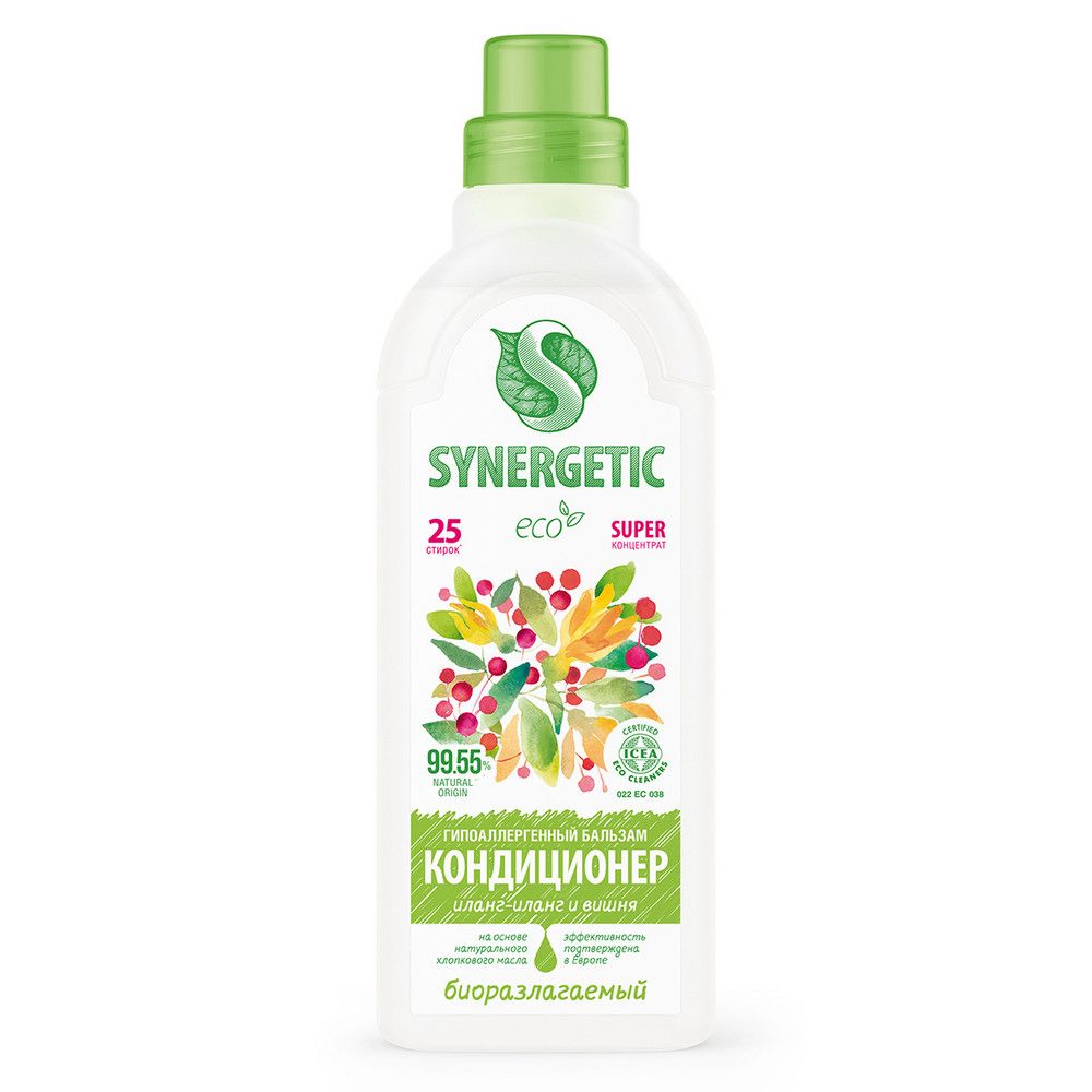 Synergetic бальзам кондиционер для белья иланг иланг и вишня 0,75 л 25 стирок
