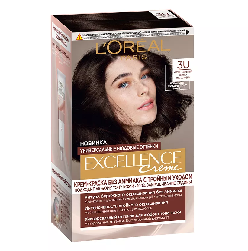 L`oreal Excellence Nudes краска для волос 3U  универсальный темно каштановый