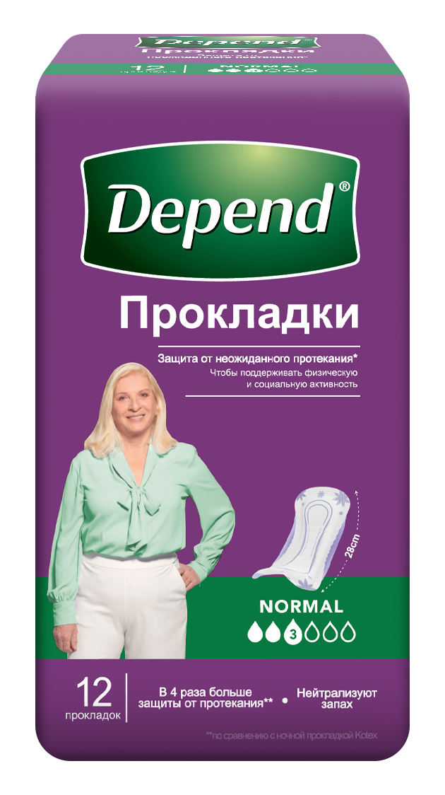 Depend прокладки урологические для женщин normal при недержании 12 шт