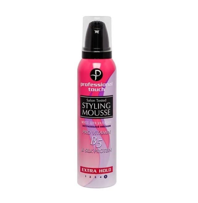 Professional Touch мусс для укладки волос Pro-Vitamin B5& Silk Protein экстрасильная фиксация 150мл