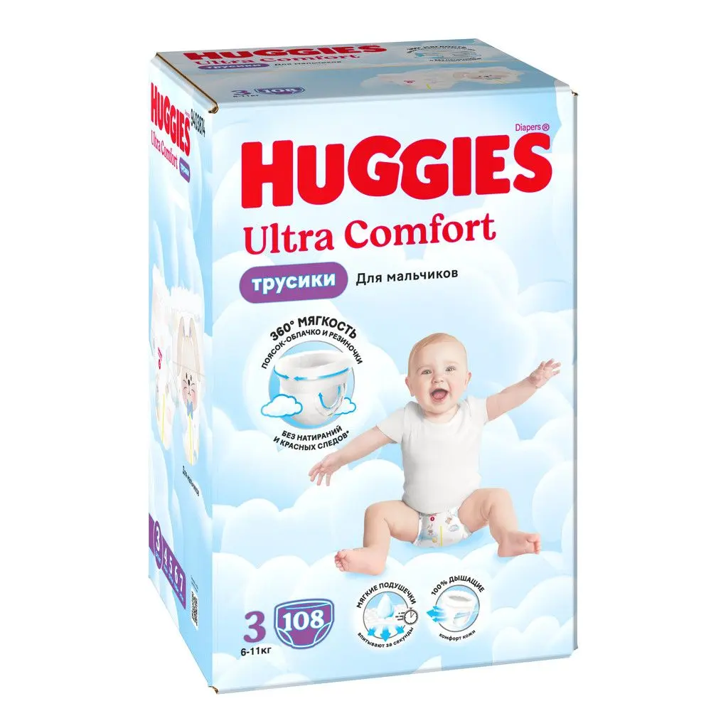 Huggies ultra comfort 3 6-11 кг трусики подгузники 108 шт для мальчиков