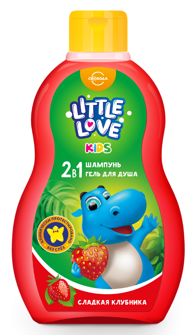 Little love детский шампунь гель для душа 2 в1 сладкая клубника 400 мл