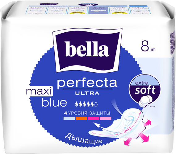 BELLA Прокладки супертонкие PERFECTA ULTRA MAXI BLUE, 8шт NEW