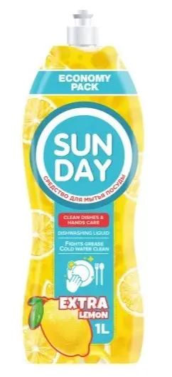 Sunday средство для мытья посуды экстра лимон парфюмированное 1л