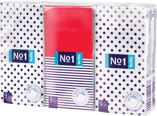 BELLA Носовые платочки bella №1 четырехслойные, 9 шт. х 6 шт.уп. (Сибирь)