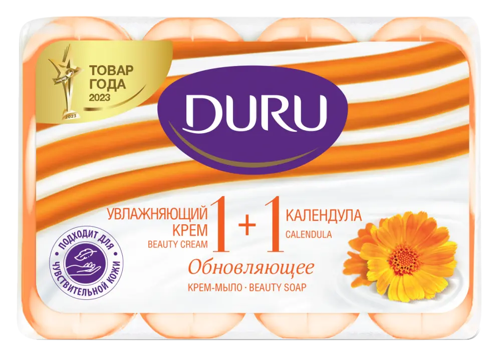 Duru 1+1 туалетное крем мыло увлажняющий крем и календула 4*80 гр