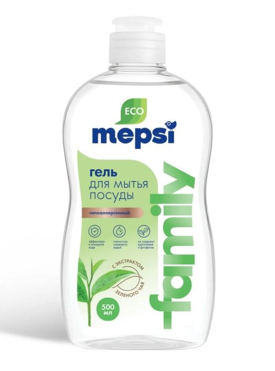 Mepsi гель для мытья посуды с экстрактом зеленого чая  family 500 мл