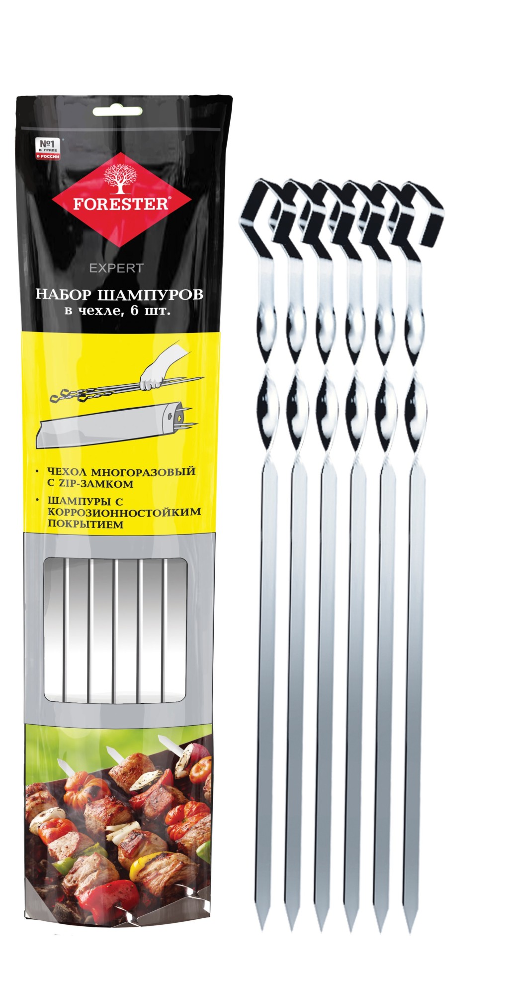 FORESTER Набор шампуров малых.  (6шт), никел. сталь(12) P