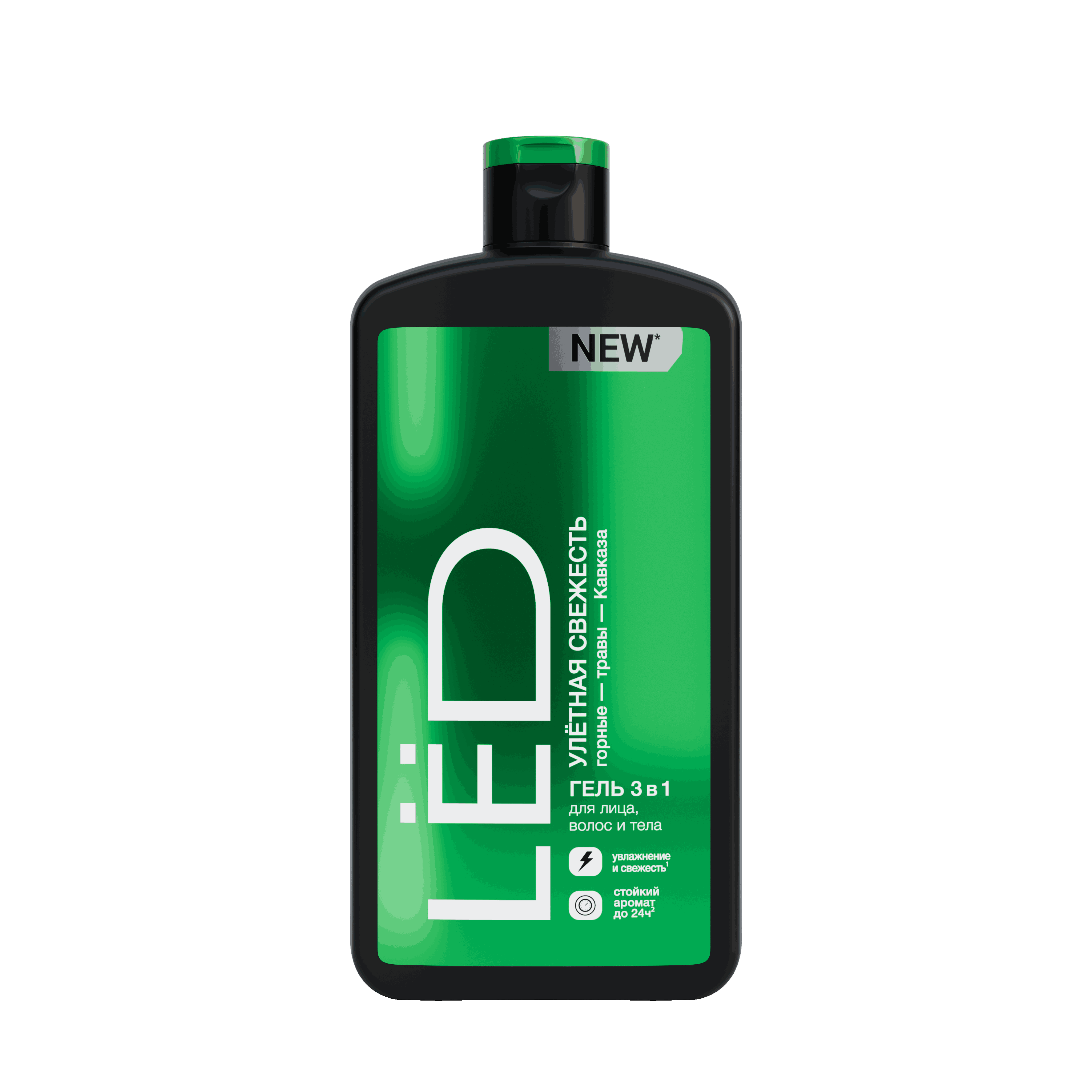 LЁD гель 3 в 1 для лица волос и тела мужской улётная свежесть 490 мл