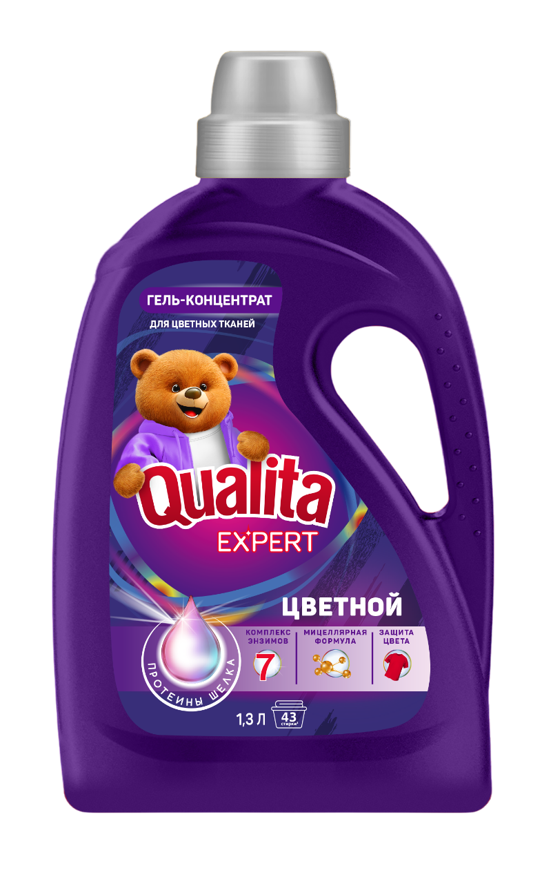 Qualita Expert гель концентрат для стирки цветных тканей флакон 1300 мл