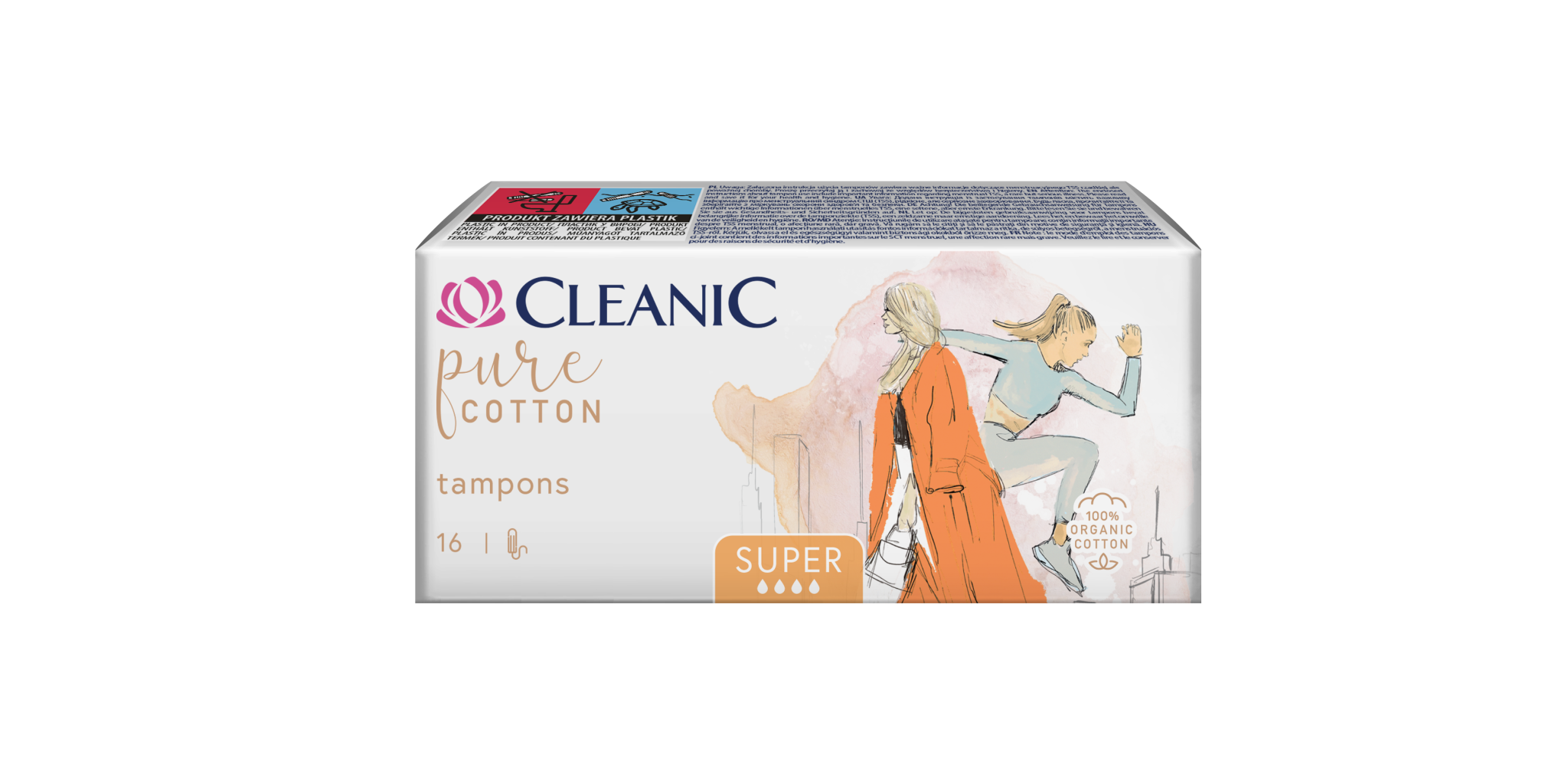 Cleanic pure cotton тампоны super 16 шт