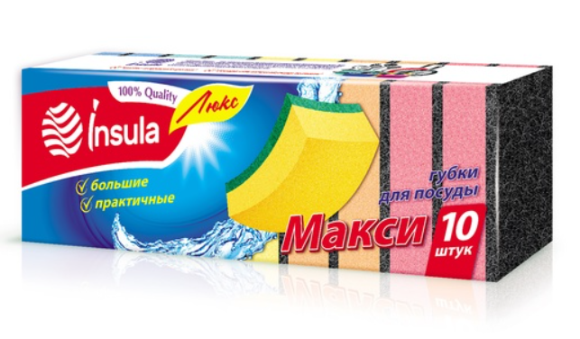 INSULA Люкс Губки для посуды Макси 10 шт.
