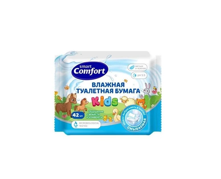 Comfort smart влажная туалетная бумага с ромашкой  №42 kids