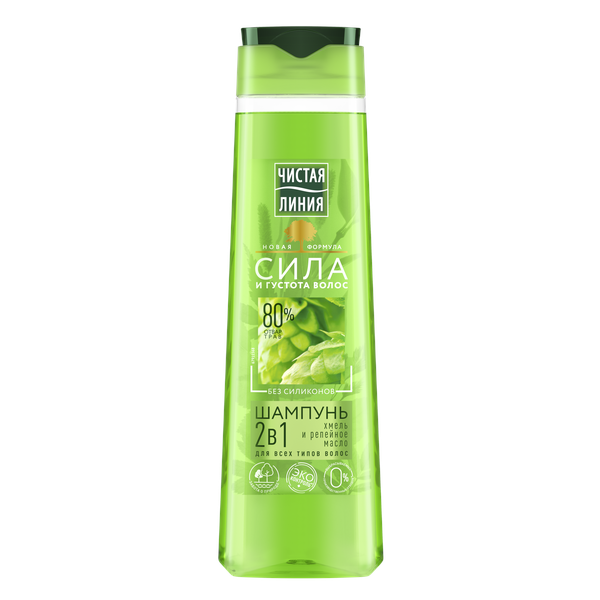 Чистая Линия 2в1 шампунь и бальзам для всех типов волос хмель 400 мл