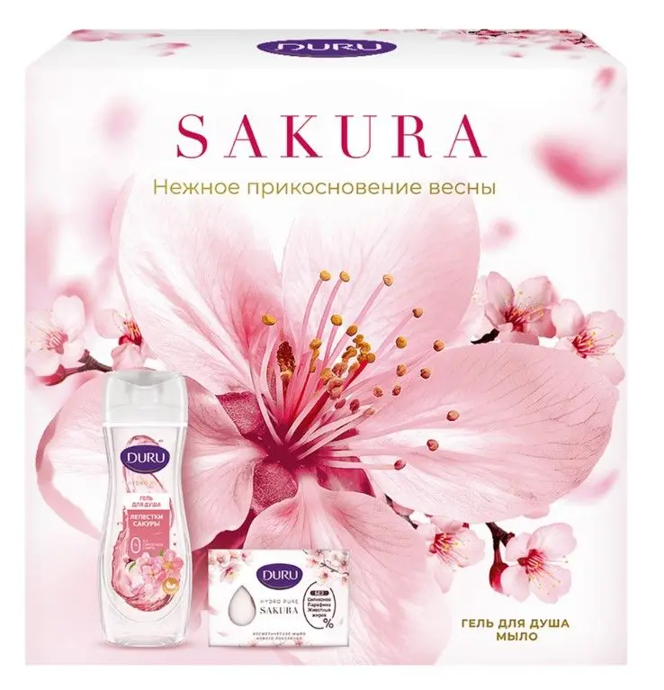 Duru hydro pure подарочный набор гель для душа sakura 450 мл + мыло sakura 106 г
