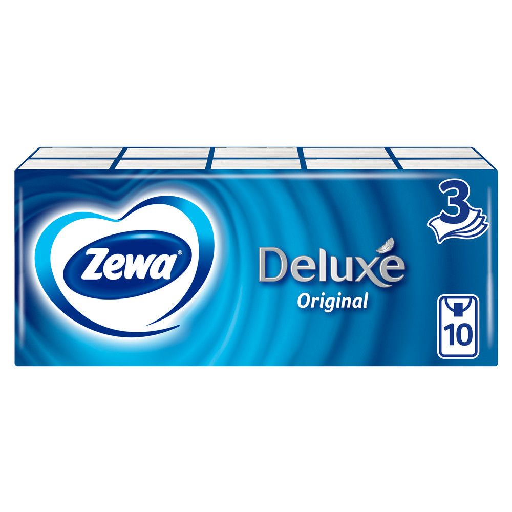 Zewa носовые платочки deluxe 3 х слойные 10 шт 1 шт =1 пачка 1 уп по 10 платочков