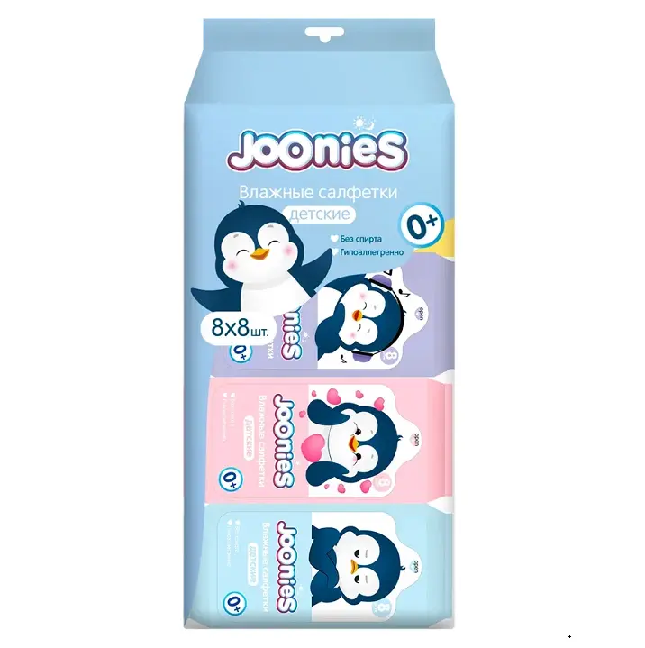 Joonies салфетки влажные детские мини 8 х8 шт