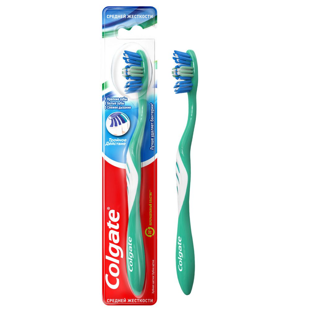 Colgate зубная щетка тройное действие средняя