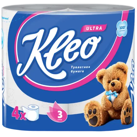 Kleo ultra туалетная бумага 3 слойная 4 рулона белая