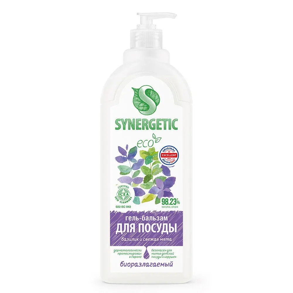 Synergeticгель бальзамдлямытьяпосудыбазиликисвежаямята 1 л
