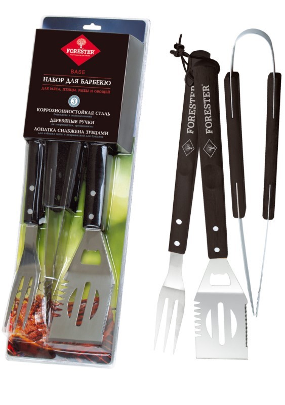 FORESTER набор для барбекю 3 предмета лопатка щипцы вилка