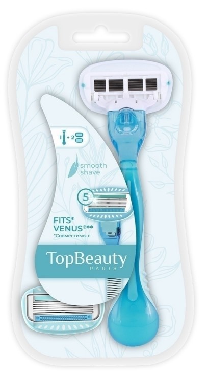 topbeauty paris жнская бритва 1 станок+2 сменные кассеты совместима  gillette venus