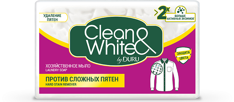 Clean&White Мыло хозяйственное Против пятен 4шт по 120г