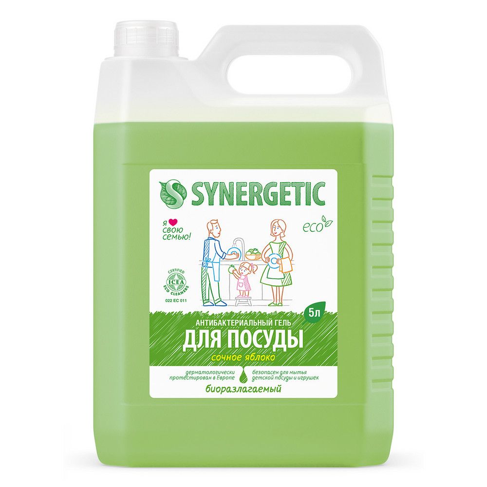 Synergetic гель для мытья посуды сочное яблоко 5 л
