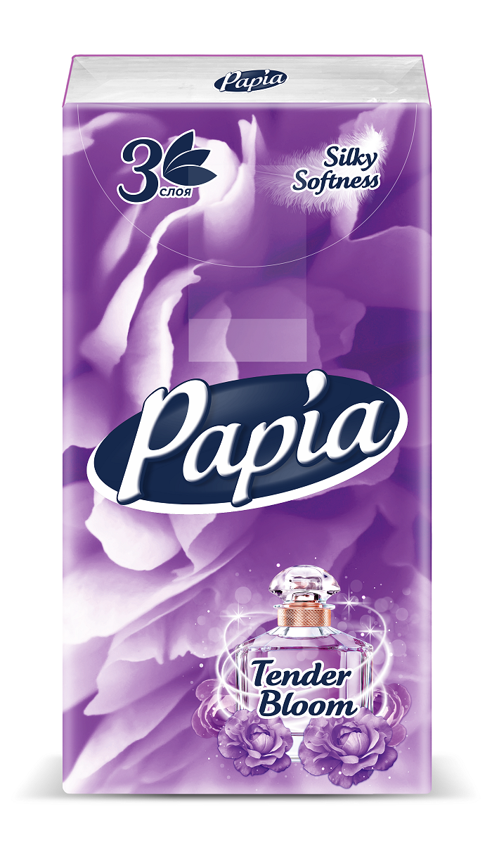 Papia Classical носовые платочки ароматизированные tender bloom 3-х слойные 10уп по 10 платочков 1 шт=1уп, 1спайка=10 шт