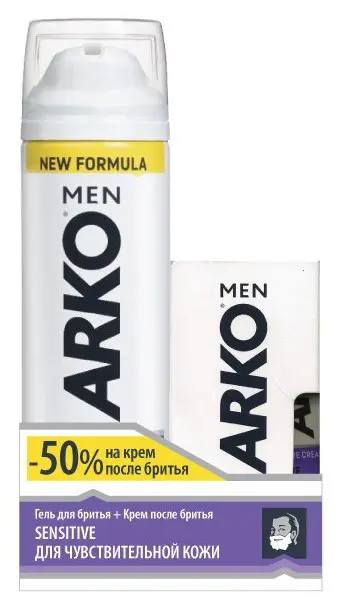 Гель для бритья ARKO, 200мл + Крем после бритья 50мл 50% Скидка