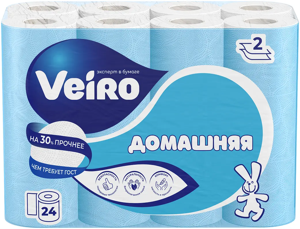 Veiro туалетная бумага домашняя 2 х слойная белая 24 шт